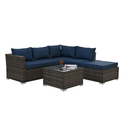 Patio Furniture, Outdoor Furniture, Seasonal PE Wicker Furniture, 4 Set Wicker Furniture With Temper