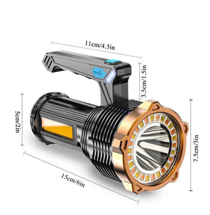 Rechargeable LED Flashlight 8-Modes Searchlight Spotlight Portable Super Bright