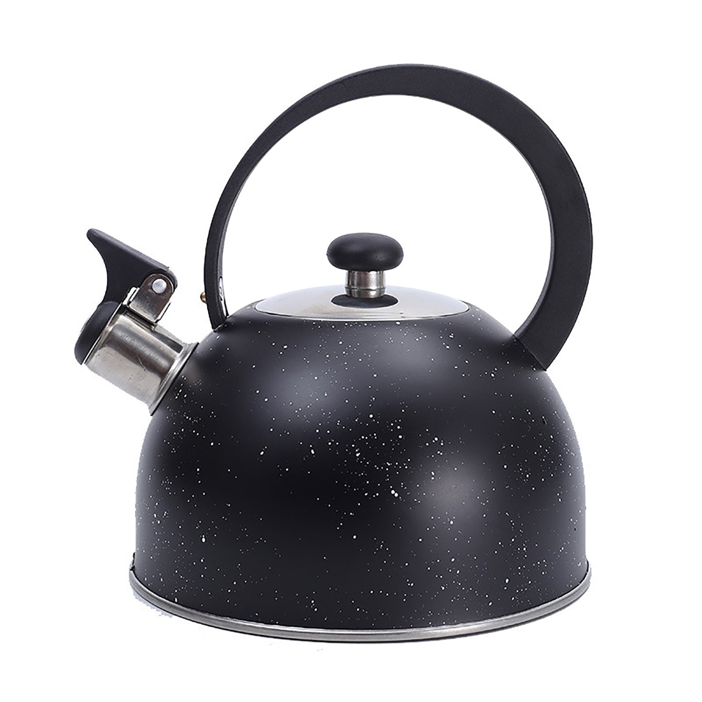 Whistling Kettle Stainless Steel Large Diameter Spout Moon Shape Handle Stovetop Teapot 2.5L Black