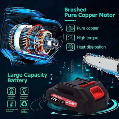 Cordless Chainsaw, Two Electric And One Rechargeable, Two 8-inch With Oil Pot, European Standard DE