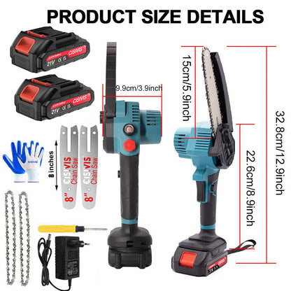 Cordless Chainsaw, Two Electric And One Rechargeable, Two 8-inch With Oil Pot, European Standard DE