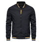 Men's Striped Zip-up Jacket With Pockets Fashion Casual Outerwear Sports Baseball Clothing Spring And Fall