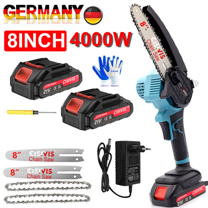 Cordless Chainsaw, Two Electric And One Rechargeable, Two 8-inch With Oil Pot, European Standard DE