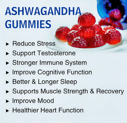 Abronikey Ashwagandha Vitamin D Gummy Mixed Berry, KSM-66, Vegan,Plant Based, Non-GMO, Gluten-Free Gelatin Free