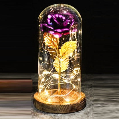 Mothers Day Wedding Favors Bridesmaid Gift Immortal Simulation Rose Glass Cover Luminous Led Ornament