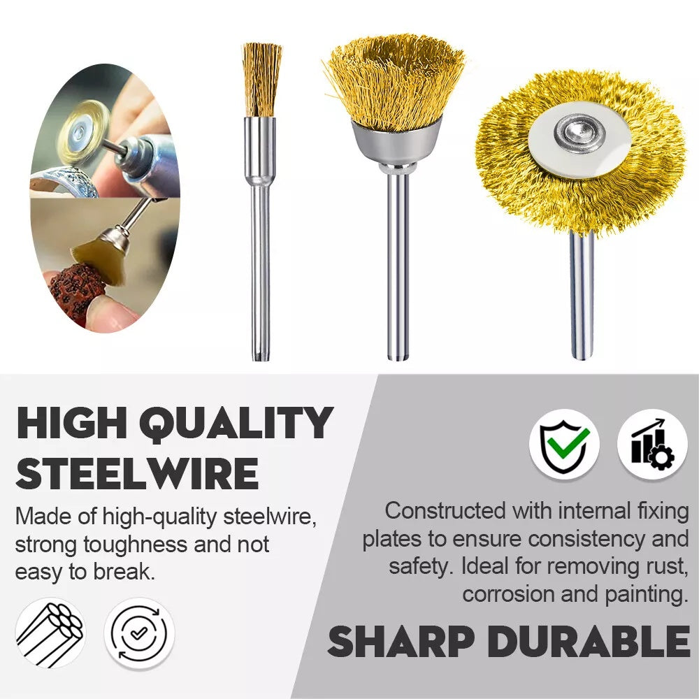 45Pcs Brass Polishing Wire Cup Mix Brush Set For Dremel Rotary Tool Accessories