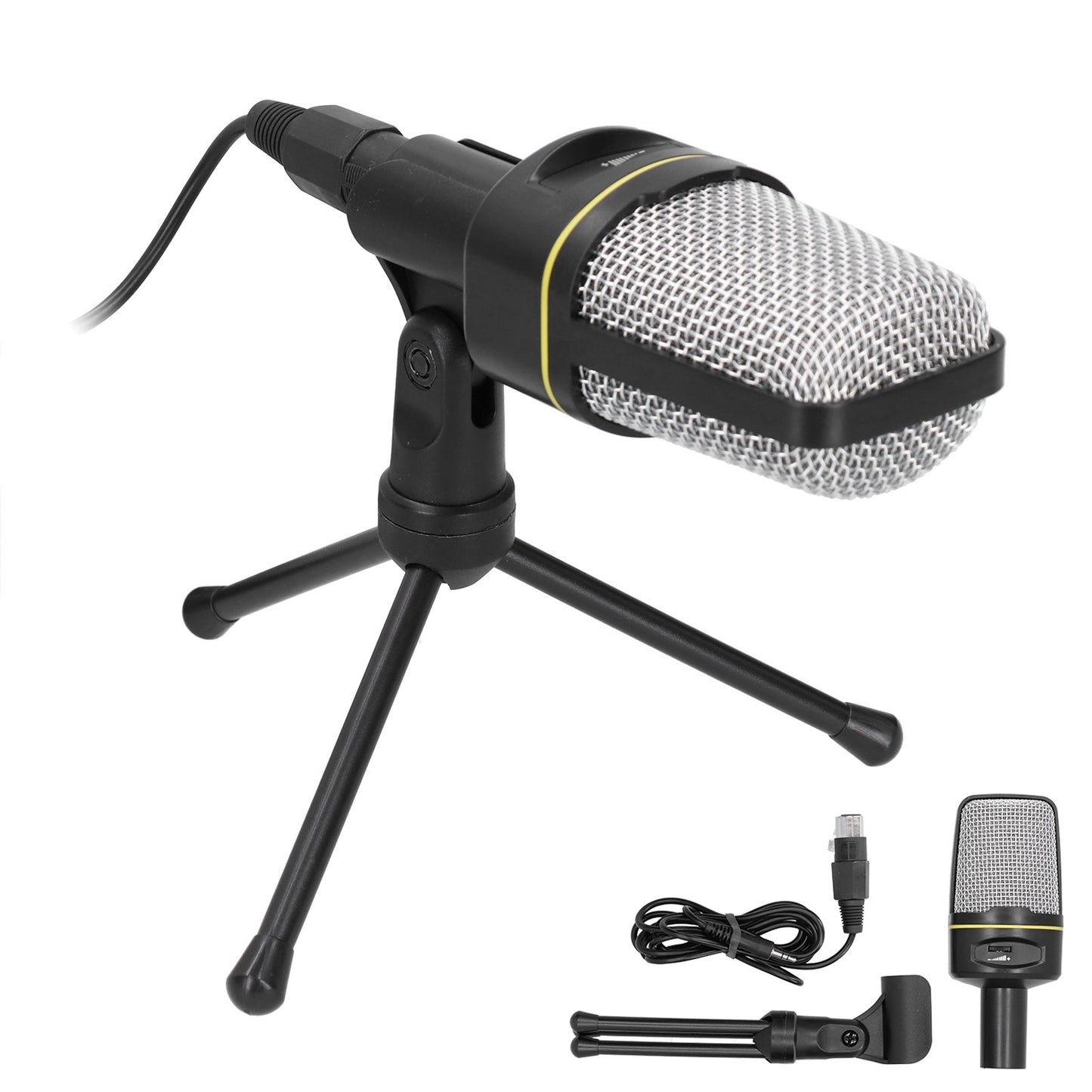 Studio Recording Condenser Microphone 3.5mm Audio Port Microphone with Desktop TripodBlack