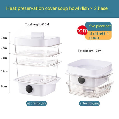 Multi-layer Dish Cover Heat Preservation Kitchen Cover Dining Table Leftover Storage Box Transparent Stack Cooking Hood Steamer