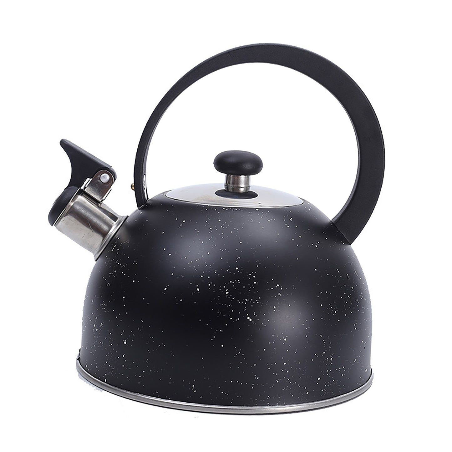 Whistling Kettle Stainless Steel Large Diameter Spout Moon Shape Handle Stovetop Teapot 2.5L Black