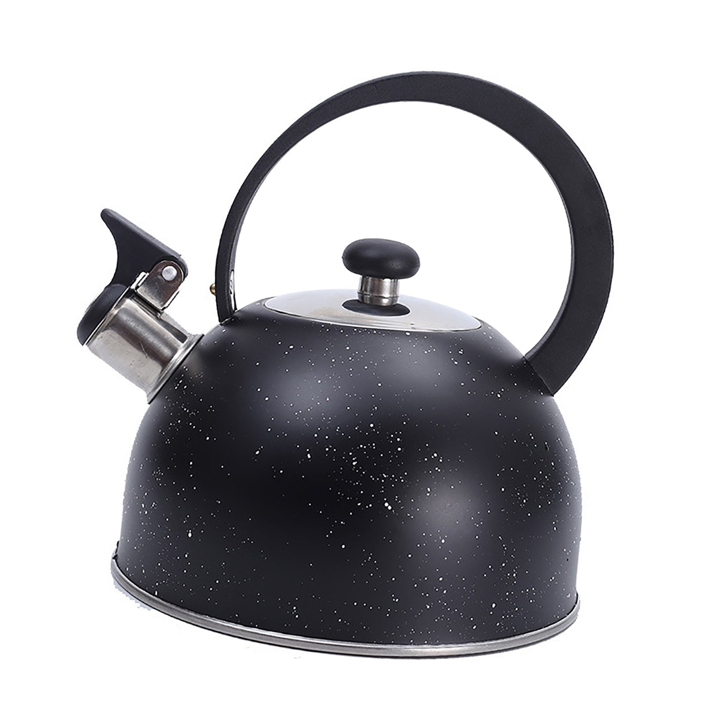 Whistling Kettle Stainless Steel Large Diameter Spout Moon Shape Handle Stovetop Teapot 2.5L Black