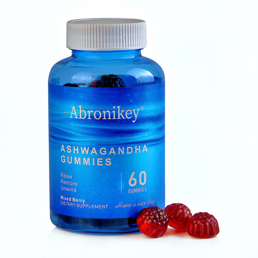 Abronikey Ashwagandha Vitamin D Gummy Mixed Berry, KSM-66, Vegan,Plant Based, Non-GMO, Gluten-Free Gelatin Free