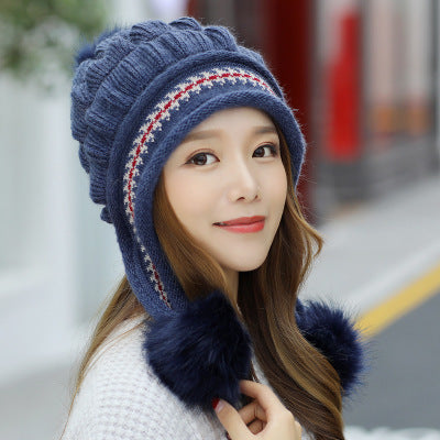 Cozy Knit Fleece-Feel Beanie With Ear Flaps & Pompom Warm Winter Hat For Women Perfect For Skiing & Outdoor Activities