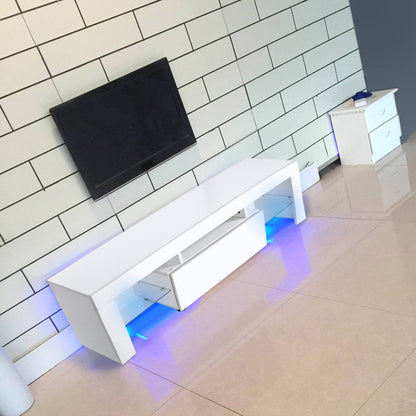 Modern TV Cabinet Unit Entertainment Stand with LED Strip Remote Control Home Decor