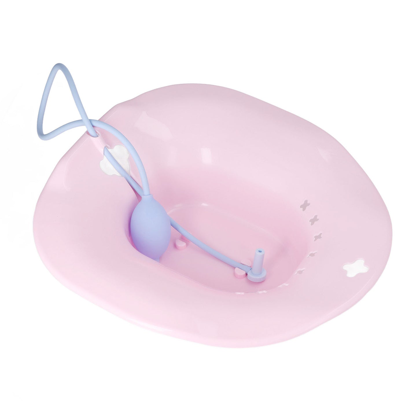 Sitz Bath Universal Squat Free Toilet Bath Seat with Flusher for Postpartum Care Hemorrhoids Pink