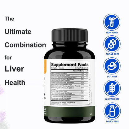 Liver Cleanse & Detox Capsules, Multivictamin, Milk Thistle, Dandelion, Turmeric, Ginger Extract, Beet, Zinc, Vitamin E, Selenium, Grape Seed, Healthcare Nutrional Supplement