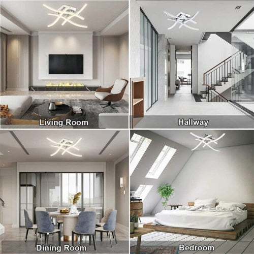 Ceiling Light 4 Wave Lights Modern Kitchen Living Room Bedroom Lamp LED Dimmable