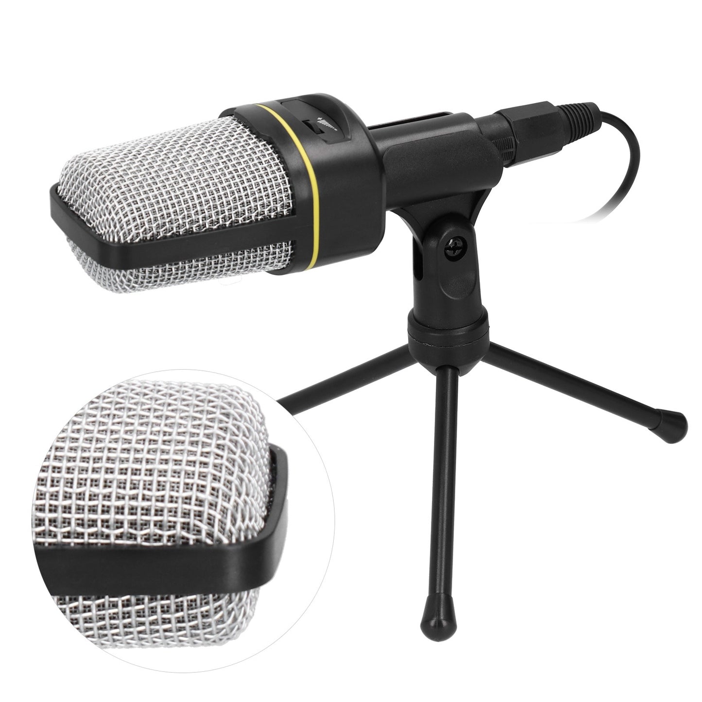 Studio Recording Condenser Microphone 3.5mm Audio Port Microphone with Desktop TripodBlack