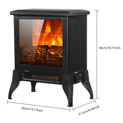 US SF512-14A 120V 1400W 14 Inch Fireplace, Black, Iron, Freestanding, Fake Firewood-Heating Wire