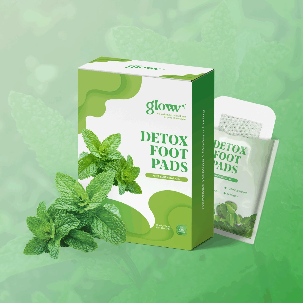 Gloww Health Detox Warming Foot Pads - Peppermint - Alleviating Aches And Pains