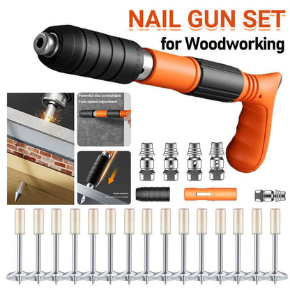 Woodworking Integrated Air Nailer Manual Steel Nail Nailer 4 Gears Power Gun NEW