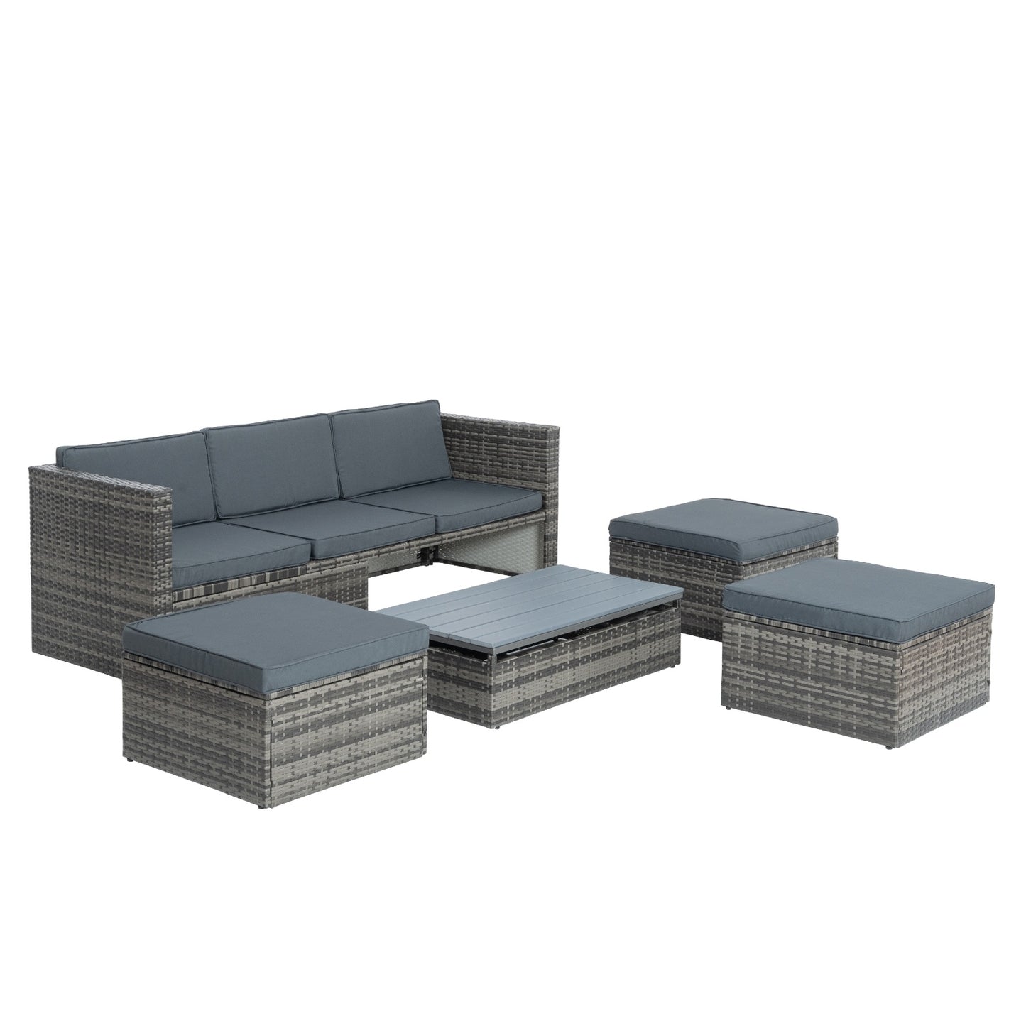 Patio Furniture, Outdoor Furniture, Seasonal PE Wicker Furniture,5 Set Wicker Furniture With Plywood