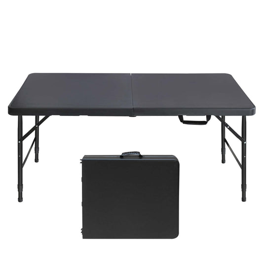 4ft Portable Folding Table Indoor&Outdoor Maximum Weight 135KG Foldable Table For Camping Black