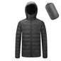 Men's Lightweight Hooded Coat Winter Warm Solid Color Zipper Jacket Fashion Portable Outerwear Top Clothing