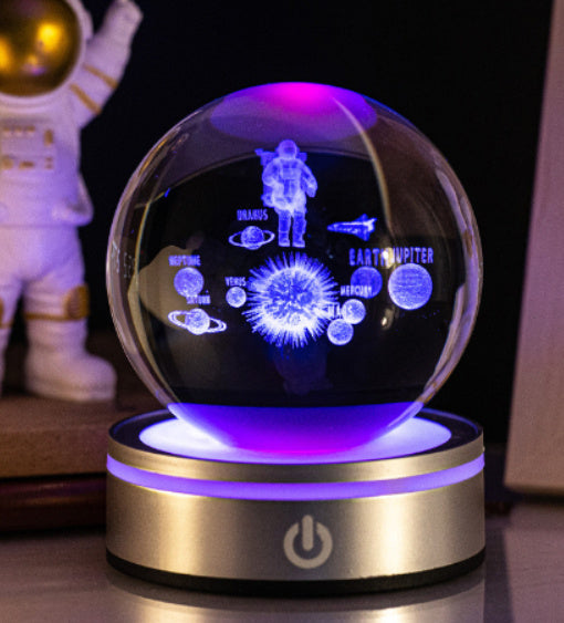 Creative 3D Inner Carving Luminous Crystal Ball Colorful Gradient Small Night Lamp Home Decorations Gifts Selection