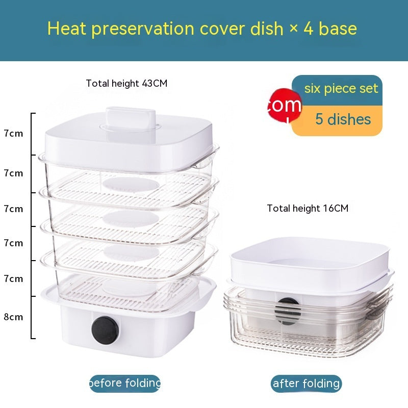 Multi-layer Dish Cover Heat Preservation Kitchen Cover Dining Table Leftover Storage Box Transparent Stack Cooking Hood Steamer