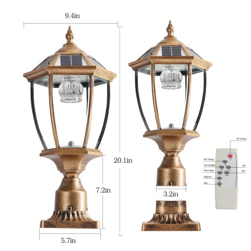 Vintage Gold Solar Pillar Headlight With Dimmable LED-2 Pack Unavailable Platforms- Temu