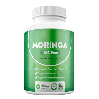 Moringa Capsules, Pura Moringa Leaf Energy, Metabolism & Immune Support, Healthcare Supplement & Vitamins 60pcs Dietary Supplement Capsules