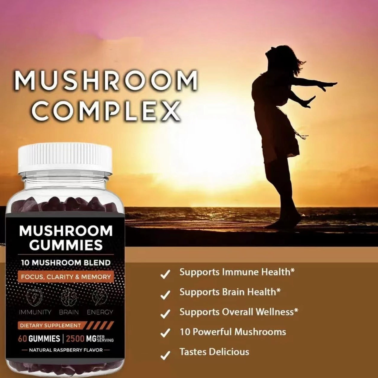 Mushroom Soft Candy 60 Bear-shaped Three-in-one Dietary Supplement Nutrition Candy