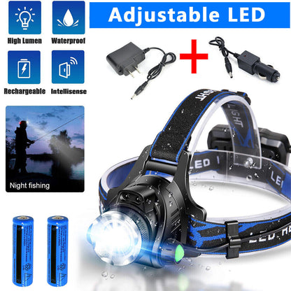 LED Head Torch Headlight Camping Headlamp Rechargeable Waterproof Fishing Light