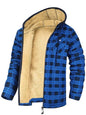 Men's Plaid Print Hooded Zip-Up Jacket Winter Thickened Cotton-padded Coat Warm Clothing