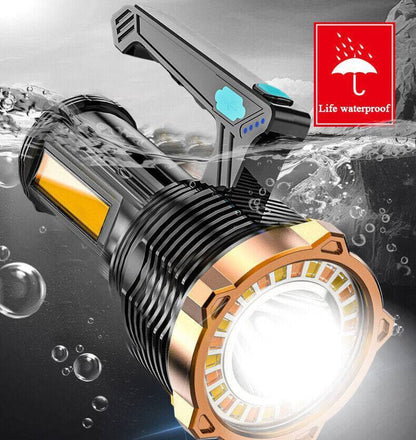 Rechargeable LED Flashlight 8-Modes Searchlight Spotlight Portable Super Bright