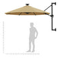 vidaXL Wall-mounted Garden Parasol with LEDs 300 cm Taupe