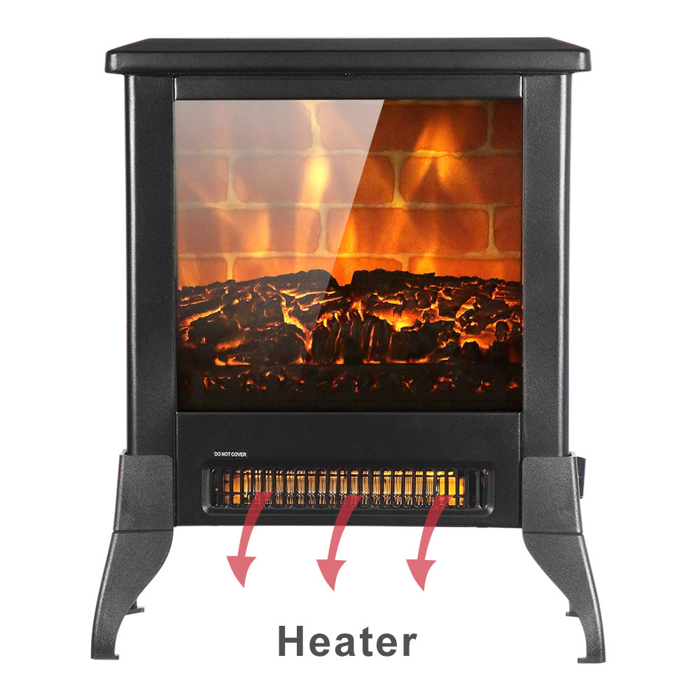 US SF512-14A 120V 1400W 14 Inch Fireplace, Black, Iron, Freestanding, Fake Firewood-Heating Wire