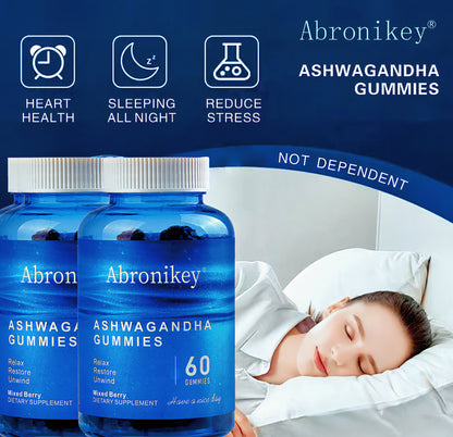 Abronikey Ashwagandha Vitamin D Gummy Mixed Berry, KSM-66, Vegan,Plant Based, Non-GMO, Gluten-Free Gelatin Free