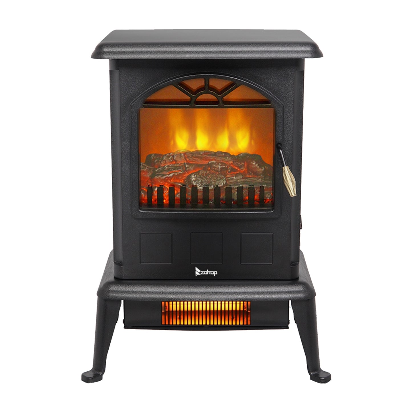 HT1108 1500w Vertical Fireplace Machinery Fake Firewood Single Color 2 Quartz Tubes Black