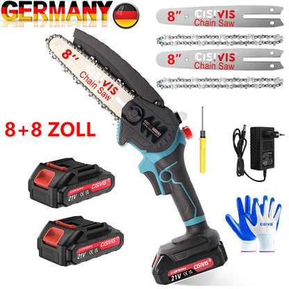 Cordless Chainsaw, Two Electric And One Rechargeable, Two 8-inch With Oil Pot, European Standard DE