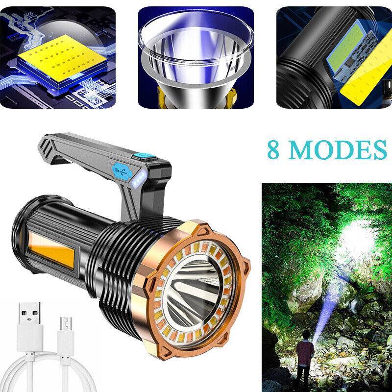 Most Powerful 1200000lm LED Flashlight Super Bright Torch Lamp USB Rechargeable