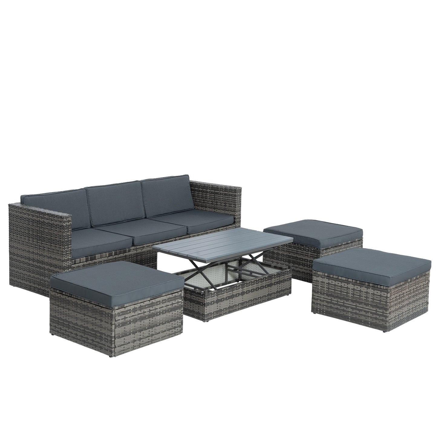 Patio Furniture, Outdoor Furniture, Seasonal PE Wicker Furniture,5 Set Wicker Furniture With Plywood