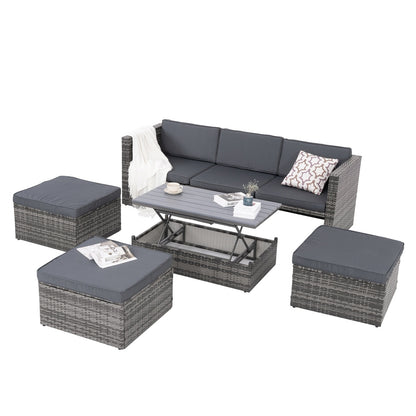 Patio Furniture, Outdoor Furniture, Seasonal PE Wicker Furniture,5 Set Wicker Furniture With Plywood