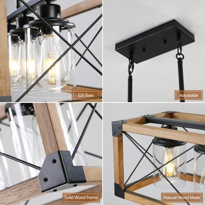 5 Lights Vintage Farmhouse Chandelier For Kitchen, Living Room, Dining Room Walnut - No Bulbs Unavailable Platforms- Temu