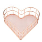 Multifunctional Anti rust Iron Heart Shape Storage Basket Household Office(Rose Golden)