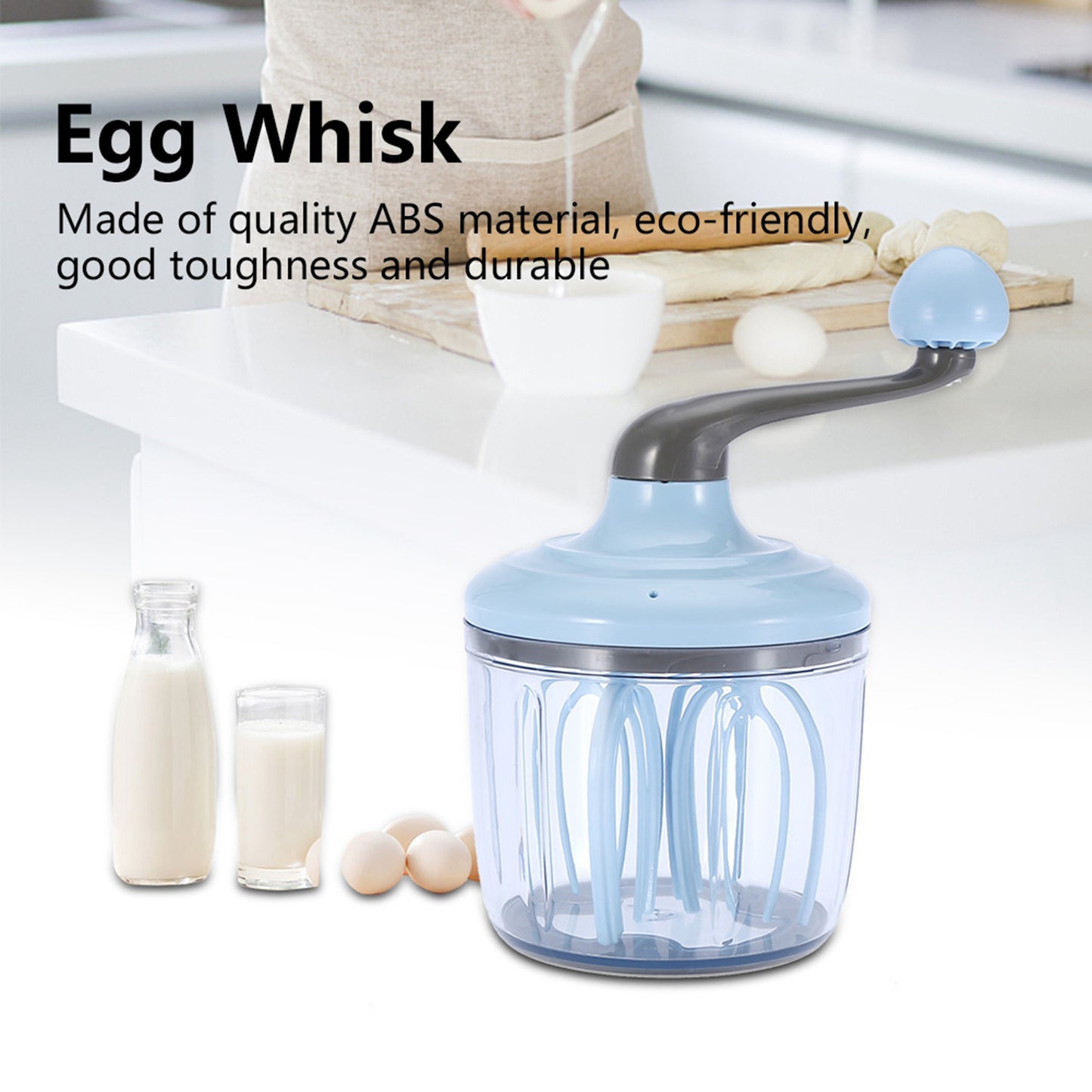 Hand Type Egg Cream Whisk Multifunctional Eggs Beater Practical Kitchen Tool 1100mL