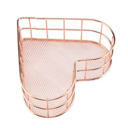 Multifunctional Anti rust Iron Heart Shape Storage Basket Household Office(Rose Golden)