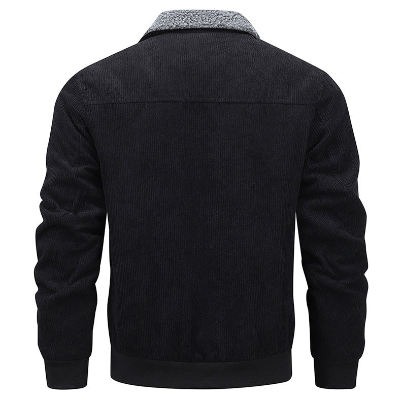 Winter Lapel Fleece Jacket With Pockets Warm Thicken Cotton Coat Men's Clothing