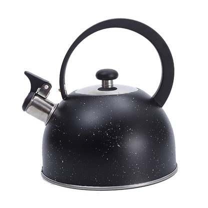 Whistling Kettle Stainless Steel Large Diameter Spout Moon Shape Handle Stovetop Teapot 2.5L Black