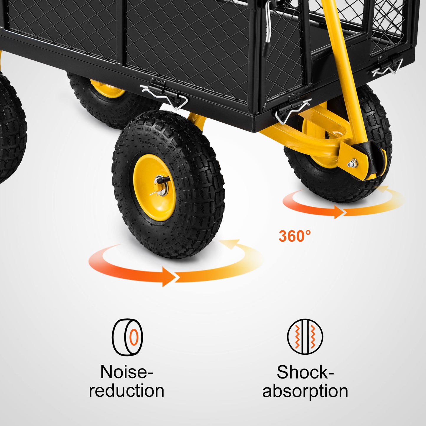 VEVOR Steel Garden Cart, Heavy Duty 900 Lbs Capacity, With Removable Mesh Sides To Convert Into Flatbed, Utility Metal Wagon With Rotating Handle And 10 In Tires, Perfect For Garden, Farm, Yard